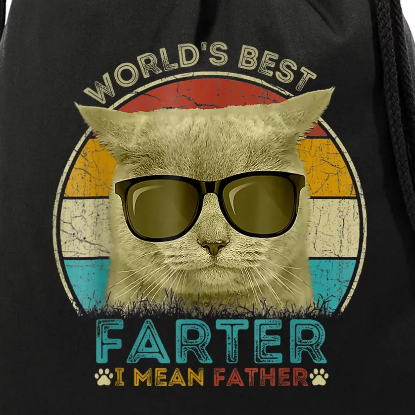 Worlds Best Farter I Mean Father Best Cat Dad Ever Drawstring Bag