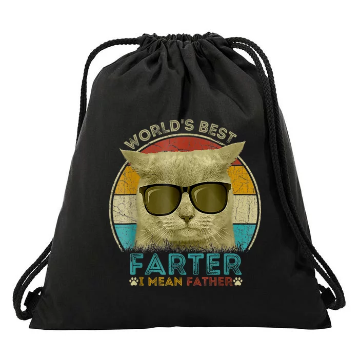 Worlds Best Farter I Mean Father Best Cat Dad Ever Drawstring Bag