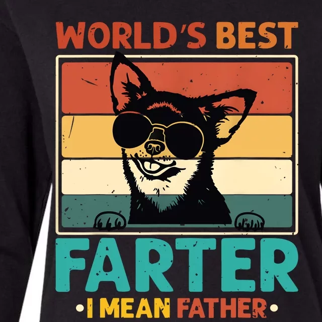 Worlds Best Farter I Mean Father Best Dad Ever Cool Dog Womens Cotton Relaxed Long Sleeve T-Shirt