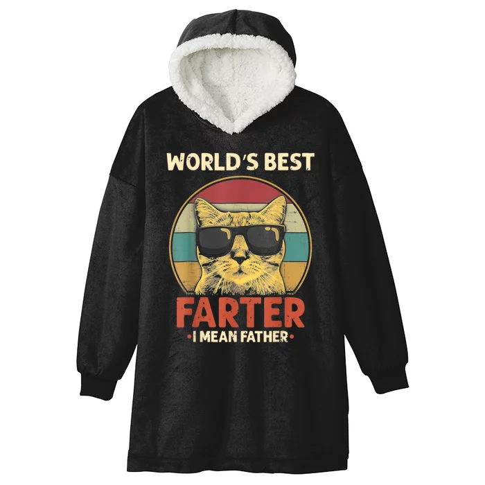 Worlds Best Farter I Mean Father Best Cat Dad Ever Funny Hooded Wearable Blanket