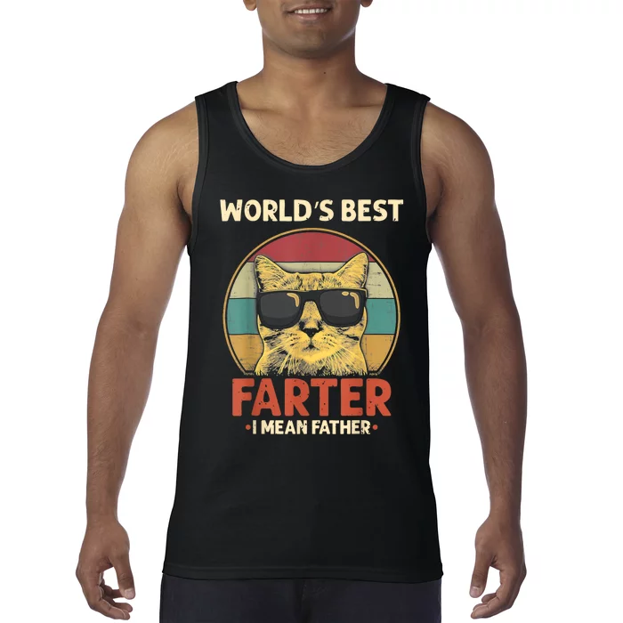 Worlds Best Farter I Mean Father Best Cat Dad Ever Funny Tank Top