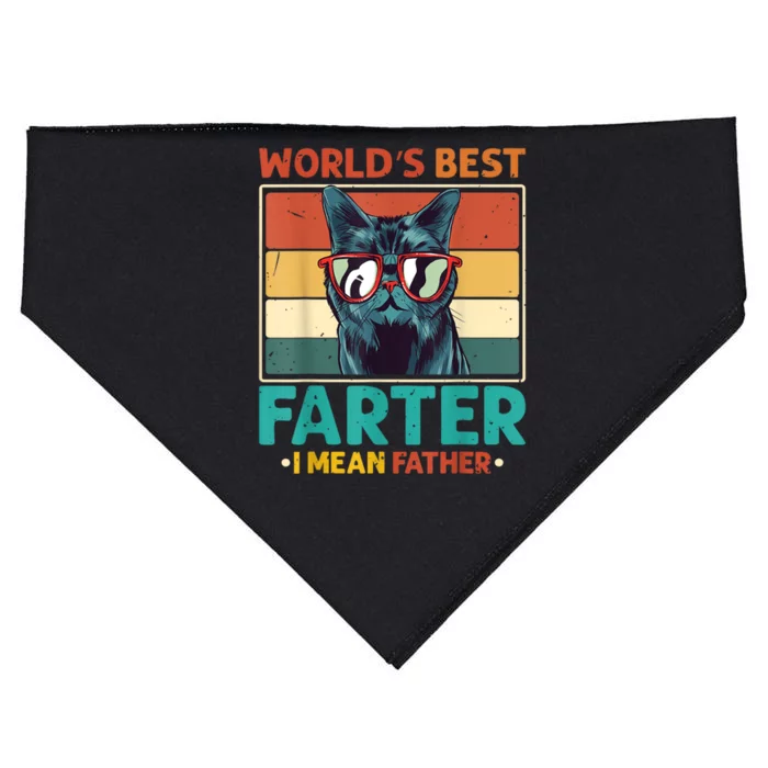 Worlds Best Farter I Mean Father Best Cat Dad Ever USA-Made Doggie Bandana