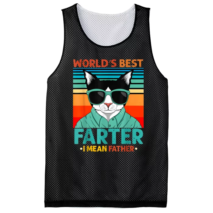 Worlds Best Farter I Mean Father Best Cat Dad Ever Mesh Reversible Basketball Jersey Tank