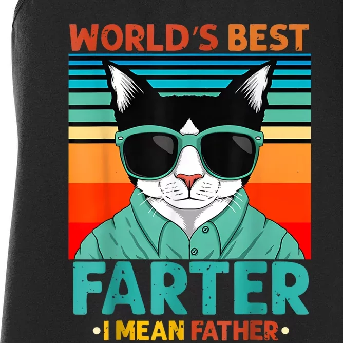 Worlds Best Farter I Mean Father Best Cat Dad Ever Women's Racerback Tank