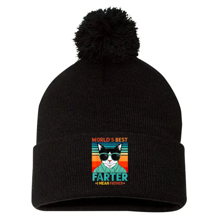 Worlds Best Farter I Mean Father Best Cat Dad Ever Pom Pom 12in Knit Beanie