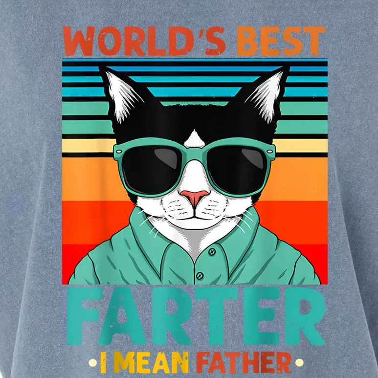 Worlds Best Farter I Mean Father Best Cat Dad Ever Garment-Dyed Women's Muscle Tee