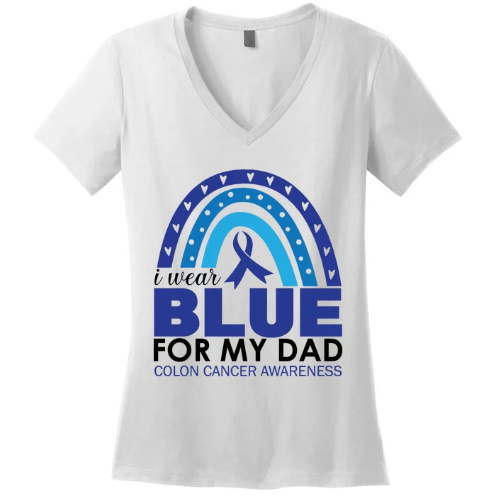 Wear Blue For My Dad_Black Women's V-Neck T-Shirt