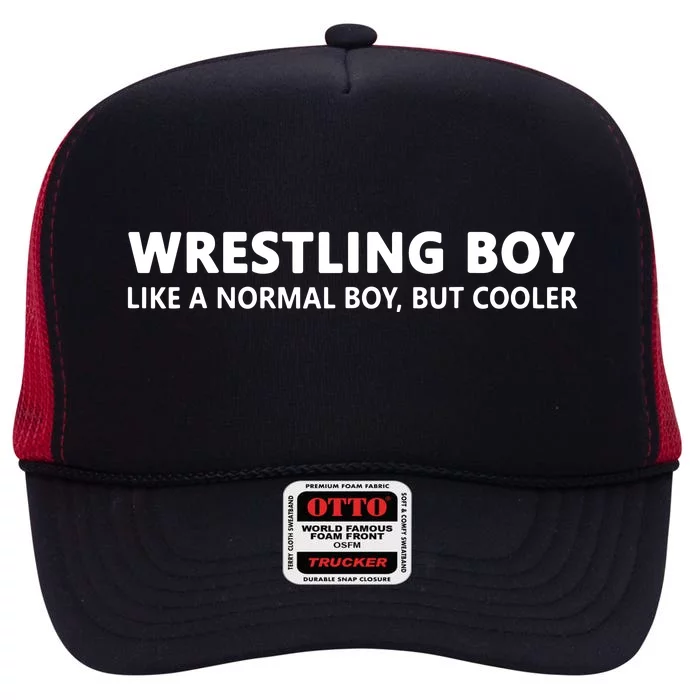 Wrestling Boy Funny Wrestling Boy High Crown Mesh Trucker Hat