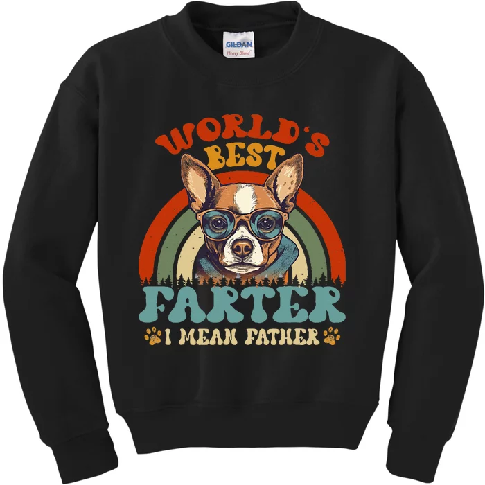 Worlds Best Farter I Mean Father Best Dad Ever Cool Dog Kids Sweatshirt