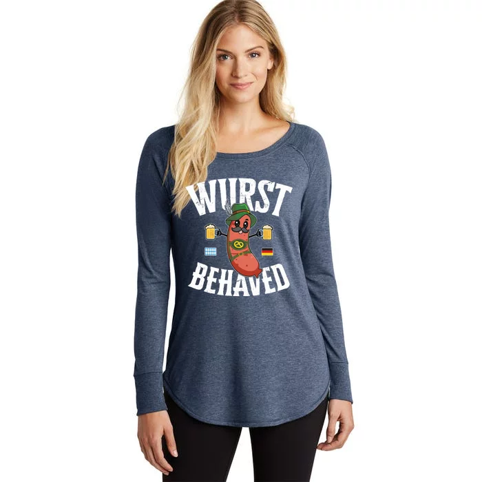 Wurst Behaved Funny German Bratwurst Oktoberfest Women's Perfect Tri Tunic Long Sleeve Shirt