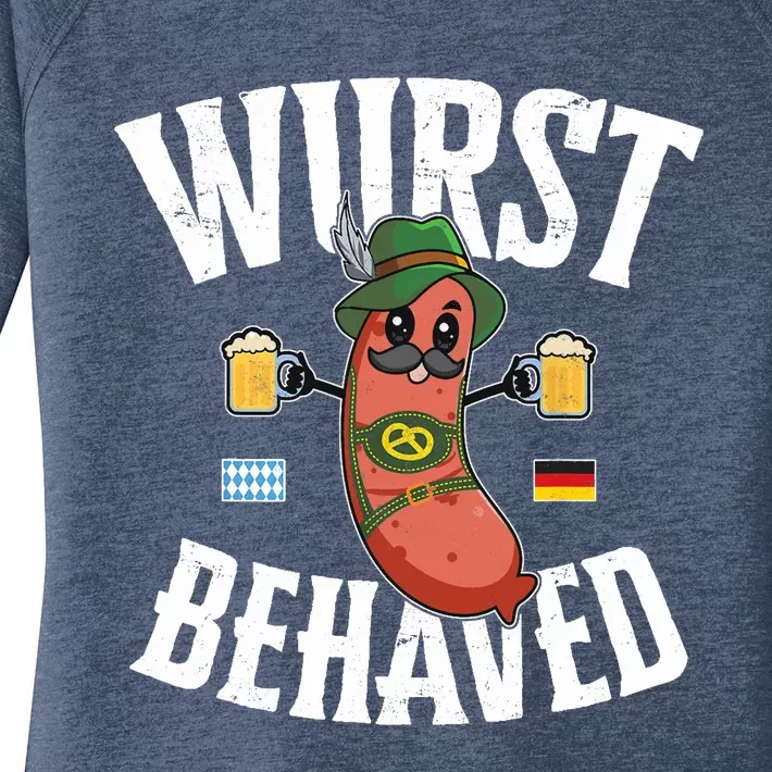 Wurst Behaved Funny German Bratwurst Oktoberfest Women's Perfect Tri Tunic Long Sleeve Shirt