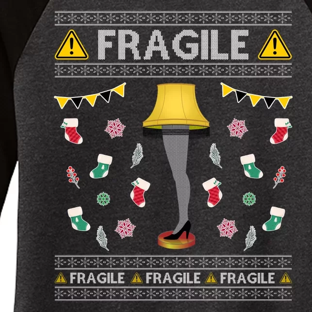 Wild Bobby Fragile Leg Lamp Christmas Story Funny Ugly Women's Tri-Blend 3/4-Sleeve Raglan Shirt