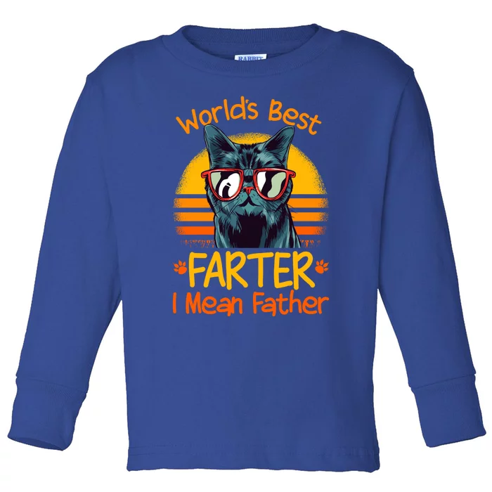 Worlds Best Farter I Mean Father Best Cat Dad Ever Toddler Long Sleeve Shirt