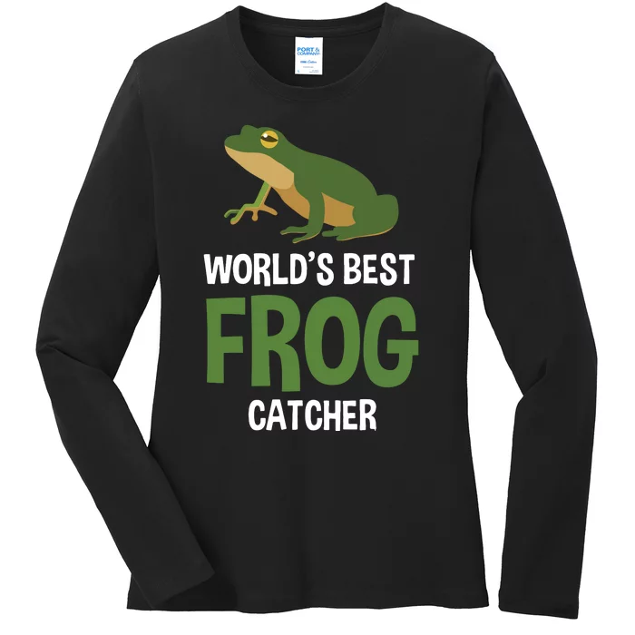 World's Best Frog Catcher Gift Frog Hunter Ladies Long Sleeve Shirt