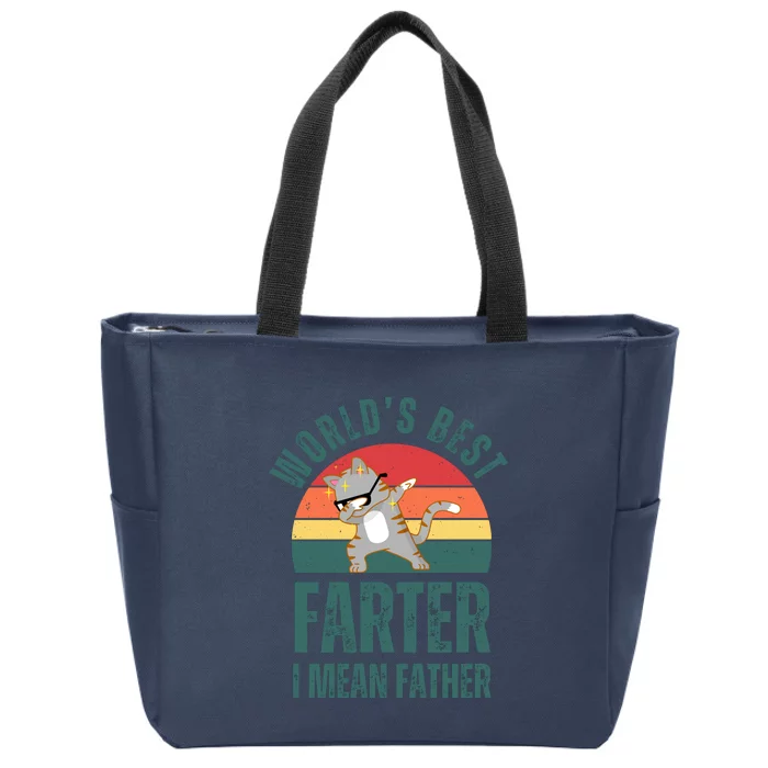 World’s Best Farter I Mean Father Vintage Zip Tote Bag