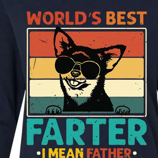 Worlds Best Farter I Mean Father Best Dad Ever Cool Dog Womens Cotton Relaxed Long Sleeve T-Shirt