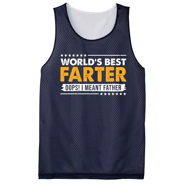 Worlds Best Farter Oops I Meant Father Funny Mesh Reversible Basketball Jersey Tank