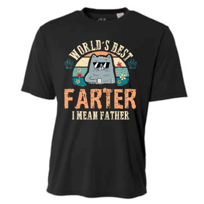 Worlds Best Farter I Mean Father Best Cat Dad Ever Cooling Performance Crew T-Shirt