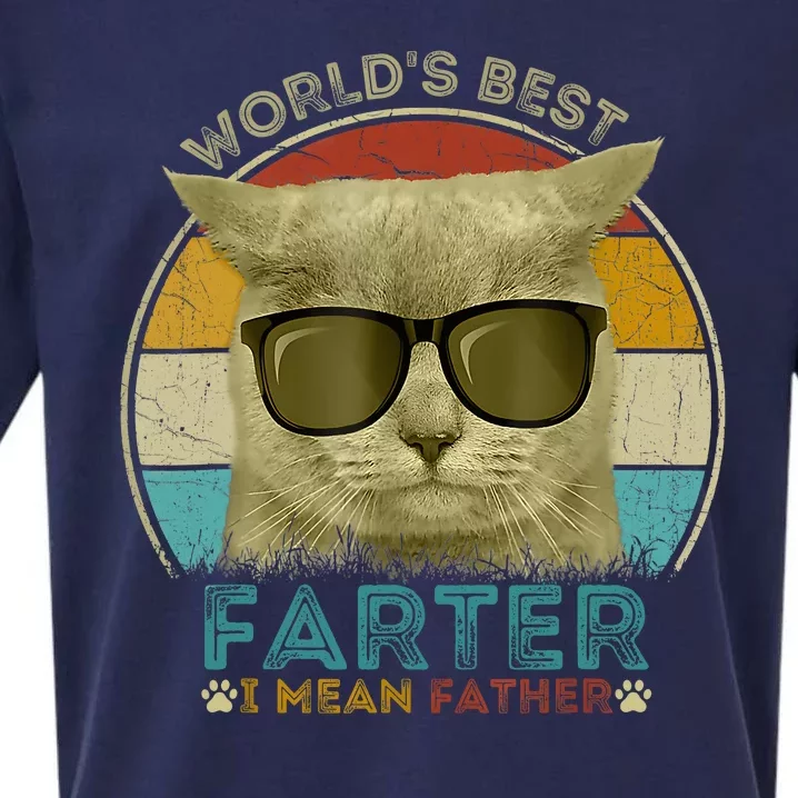 Worlds Best Farter I Mean Father Best Cat Dad Ever Sueded Cloud Jersey T-Shirt