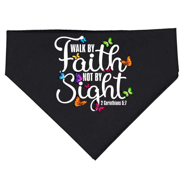 Walk By Faith Not By Sight 2 Corinthians 5 7 Butterfly Art Gift USA-Made Doggie Bandana