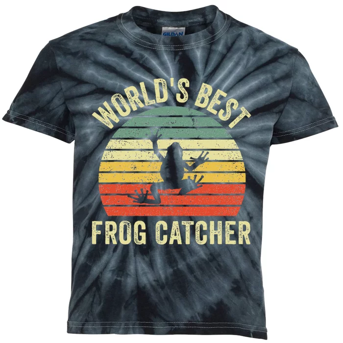 WorldS Best Frog Catcher Frog Hunter Kids Tie-Dye T-Shirt