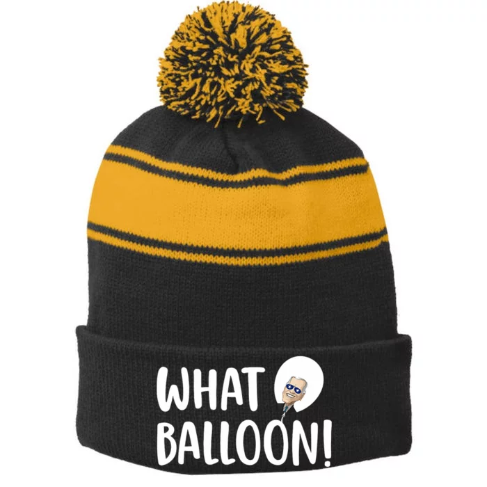 What Balloon Funny Joe Biden Chinese Spy Balloon Stripe Pom Pom Beanie