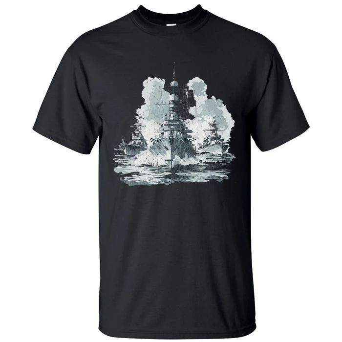 Warship Battleship Formation Naval Warfare Tall T-Shirt