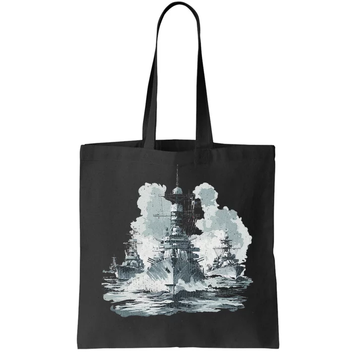 Warship Battleship Formation Naval Warfare Tote Bag