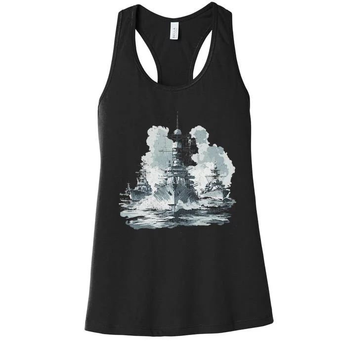 Warship Battleship Formation Naval Warfare Women's Racerback Tank