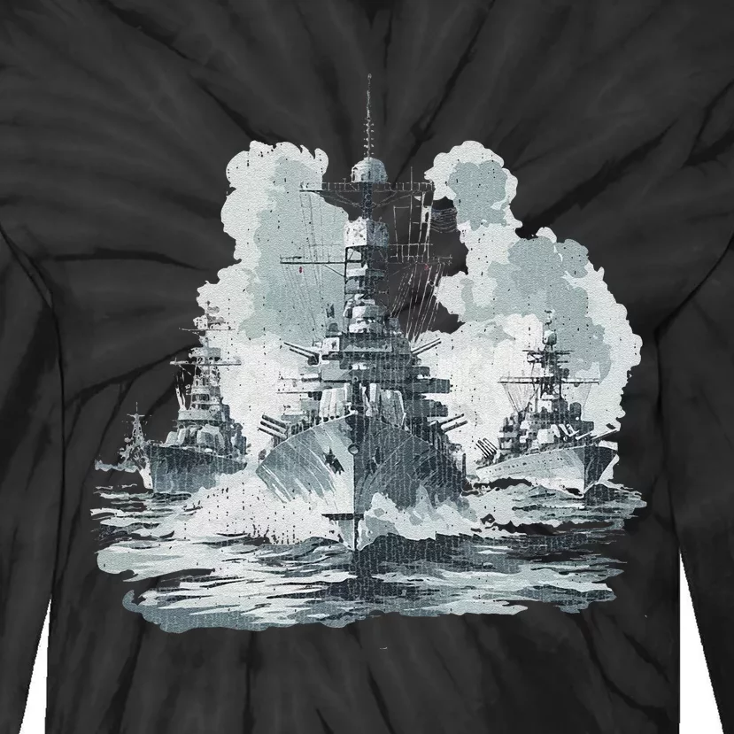 Warship Battleship Formation Naval Warfare Tie-Dye Long Sleeve Shirt