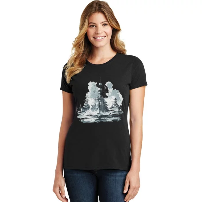 Warship Battleship Formation Naval Warfare Women's T-Shirt