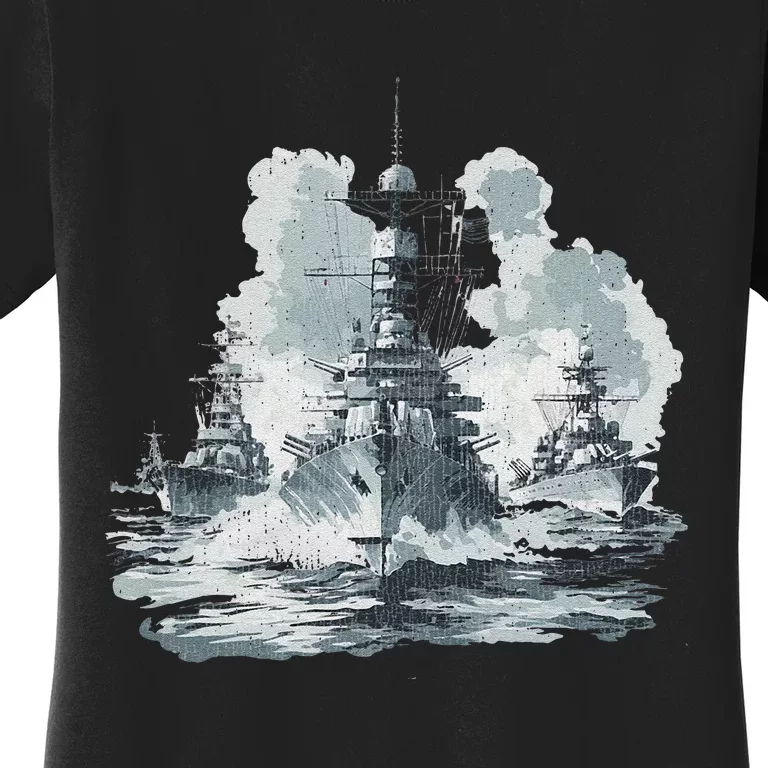 Warship Battleship Formation Naval Warfare Women's T-Shirt