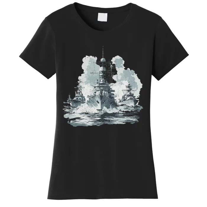 Warship Battleship Formation Naval Warfare Women's T-Shirt