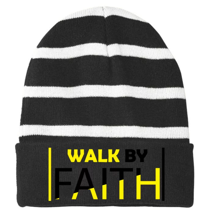 Walk By Faith Striped Beanie with Solid Band