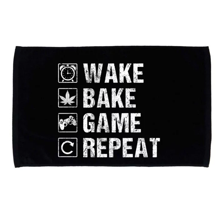 Wake Bake Game Repeat Video Game Weed Smoker Pot Gift Microfiber Hand Towel