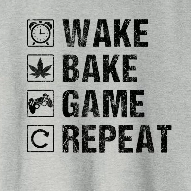 Wake Bake Game Repeat Video Game Weed Smoker Pot Gift Women's Crop Top Tee