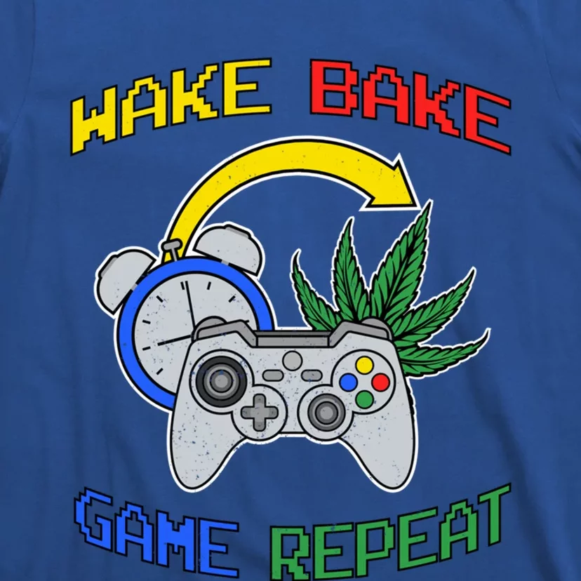 Wake Bake Game Repeat Weed Cannabis Smoker Gamer Gaming Great Gift T-Shirt