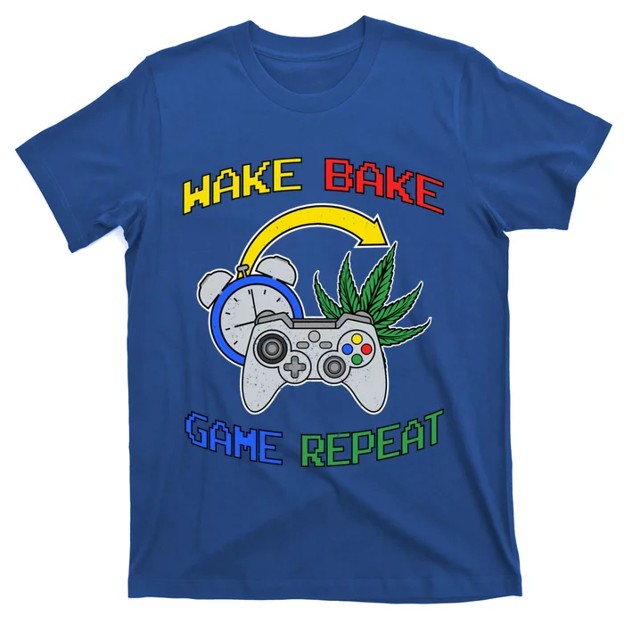 Wake Bake Game Repeat Weed Cannabis Smoker Gamer Gaming Great Gift T-Shirt