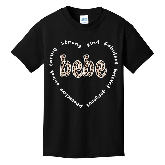 Womens Bebe Grandmother Heart Bebe Grandma Appreciation Kids T-Shirt