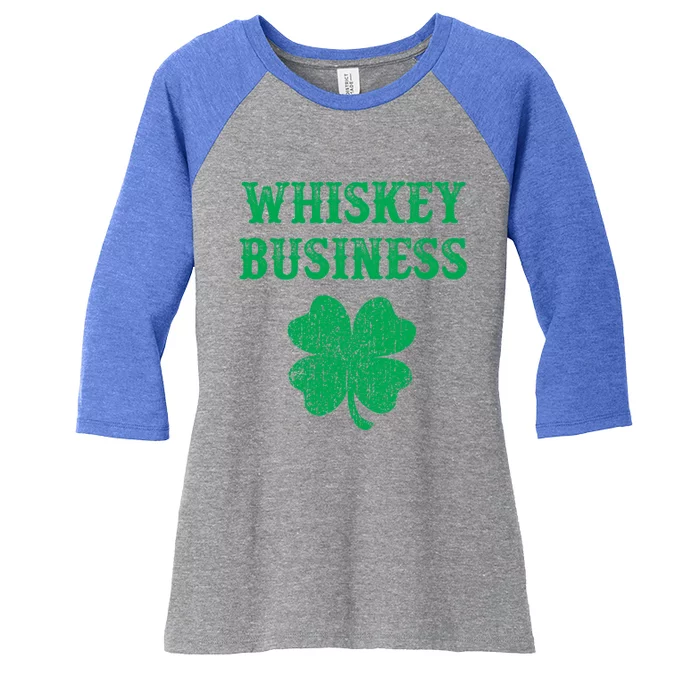 Whiskey Business Gift St Patricks Day Shamrock Funny Women's Tri-Blend 3/4-Sleeve Raglan Shirt