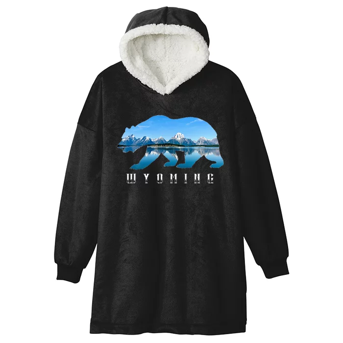 Wyoming Bear & Grand Teton National Park Image Souvenir Hooded Wearable Blanket