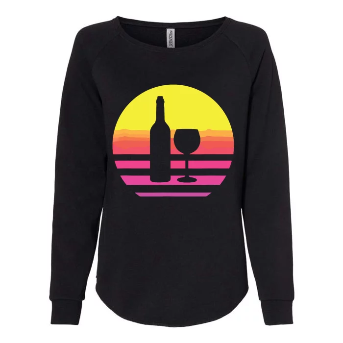 Wine Bottle Glass Retro Style Vintage Womens California Wash Sweatshirt