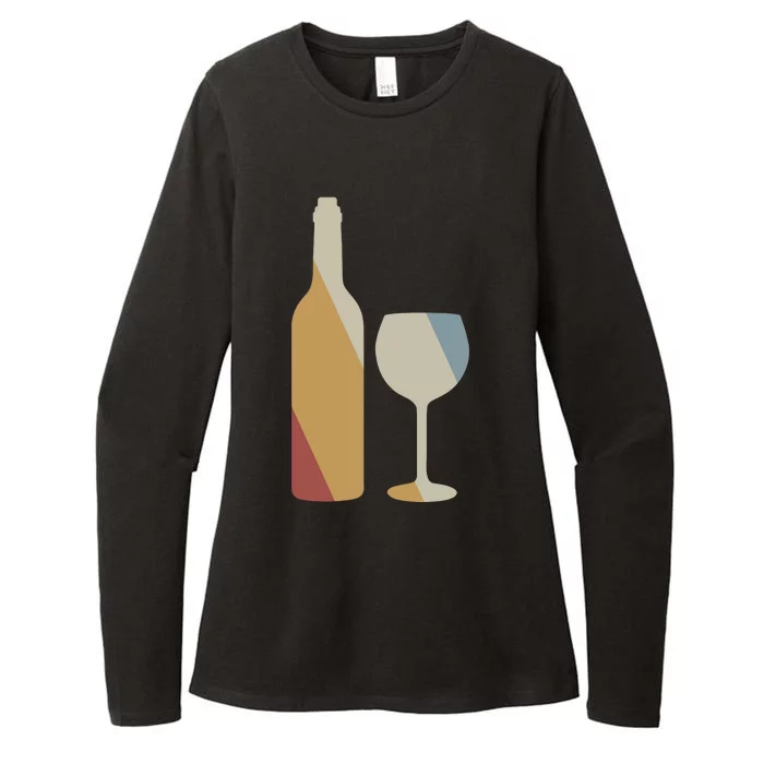 Wine Bottle Glass Retro Style Vintage Womens CVC Long Sleeve Shirt