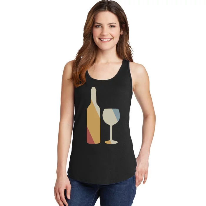 Wine Bottle Glass Retro Style Vintage Ladies Essential Tank