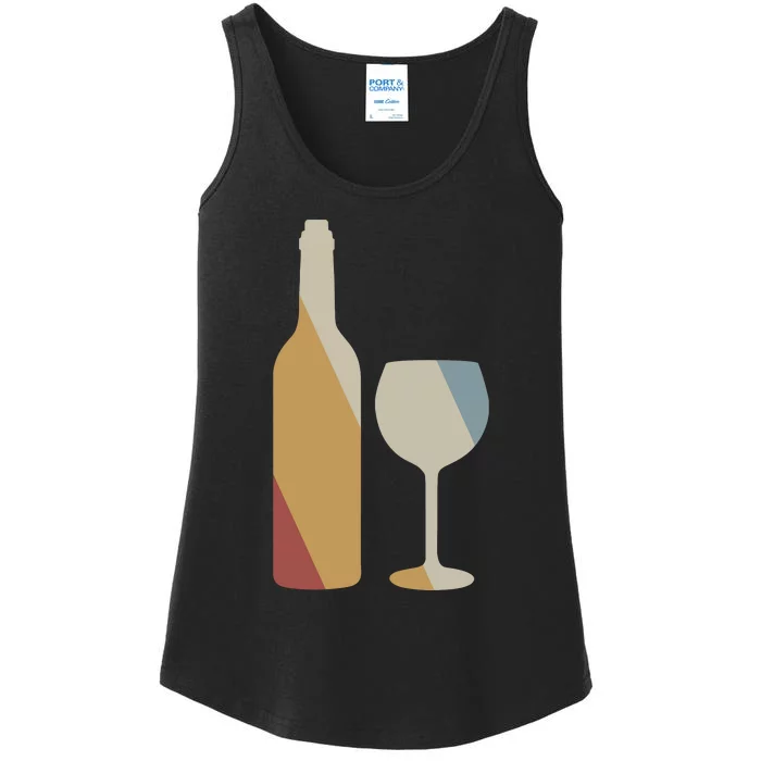 Wine Bottle Glass Retro Style Vintage Ladies Essential Tank