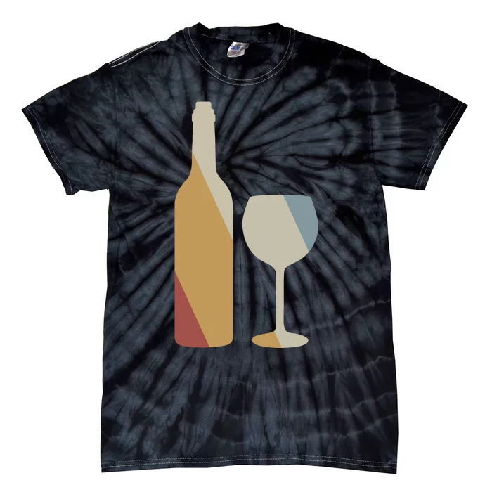 Wine Bottle Glass Retro Style Vintage Tie-Dye T-Shirt