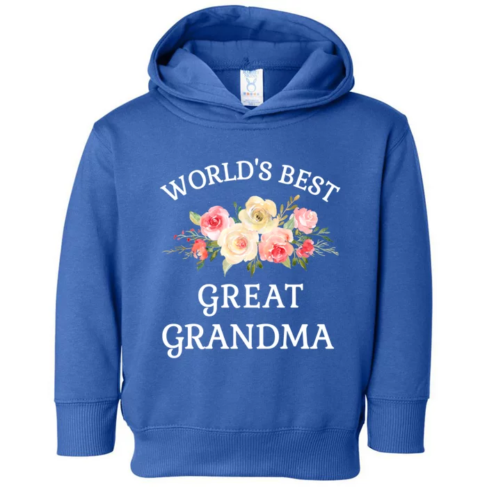 World's Best Great Grandma Pink Watercolor Flower Bouquet Gift Toddler Hoodie