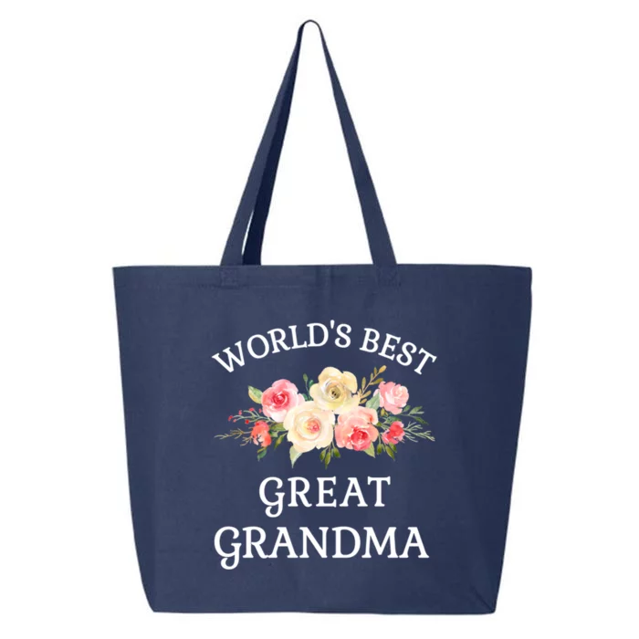 World's Best Great Grandma Pink Watercolor Flower Bouquet Gift 25L Jumbo Tote