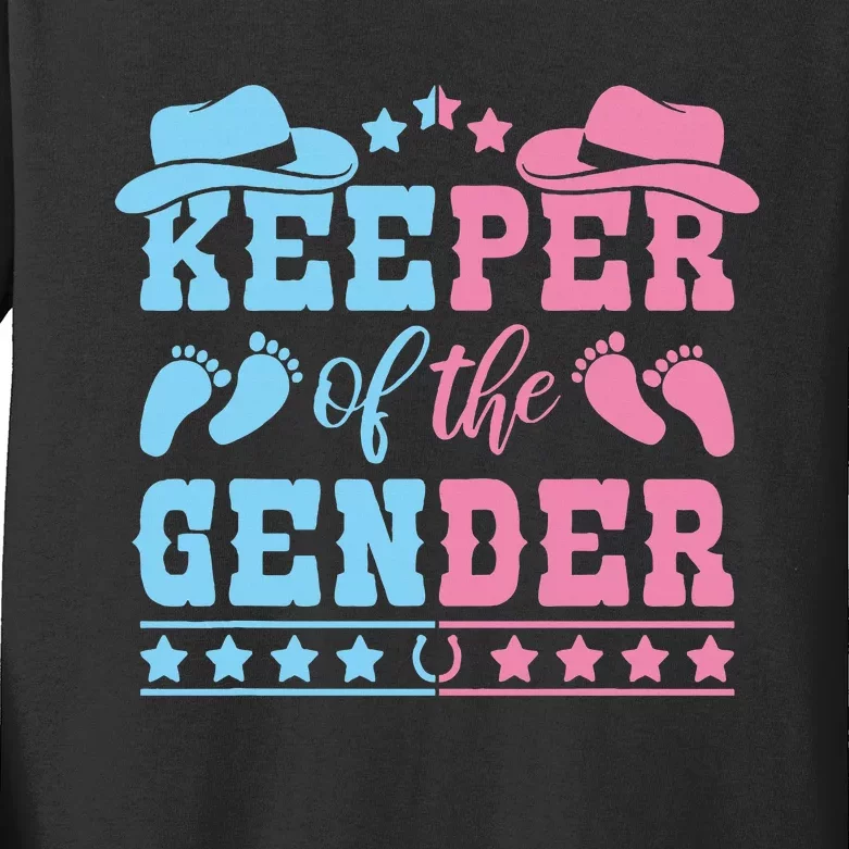 Western Baby Gender Reveal Party Outfit Keeper Of The Gender Kids Long Sleeve Shirt