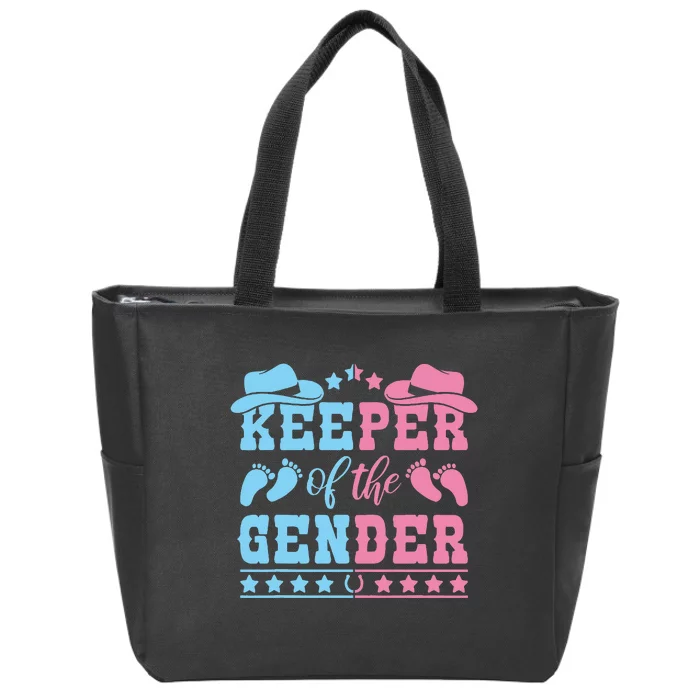 Western Baby Gender Reveal Party Outfit Keeper Of The Gender Zip Tote Bag